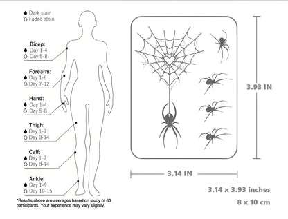Halloween Heart-Shaped Spider Web Temporary Tattoo,Lasts To 15 Days New Technology Magic Waterproof Semi Permanent Sticker. 3