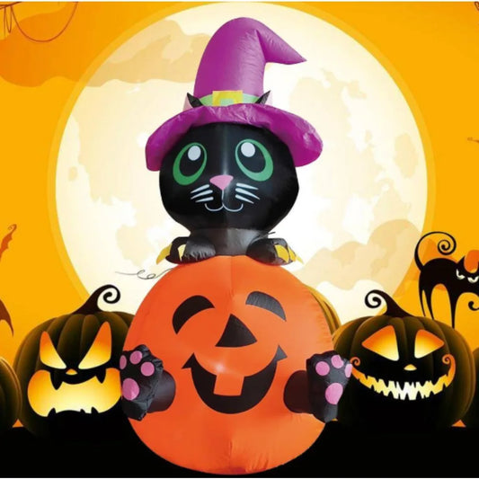 Halloween Inflatable，with Pumpkin Lantern，Superhunter Cat，Jack-O-Lantern with Ghosts ，White Ghost ， Kitty Cat On Pumpkin 0