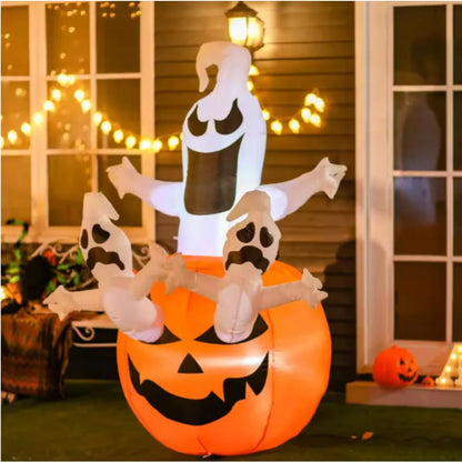 Halloween Inflatable，with Pumpkin Lantern，Superhunter Cat，Jack-O-Lantern with Ghosts ，White Ghost ， Kitty Cat On Pumpkin 1