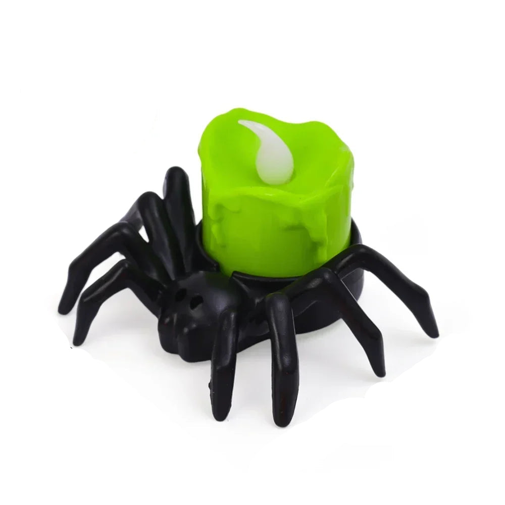 Halloween LED Spider Lighting Ornament Horror Glow Spider Eyeball Skull Lamp Haunted House Home Party Candle Decoration Supplies 6