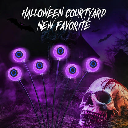 Halloween Outdoor Solar Eyeball Lights-LED Green&Purple Glow, Swinging Firefly Effect,for Creepy Yards, Lawns & Halloween Haunts 7