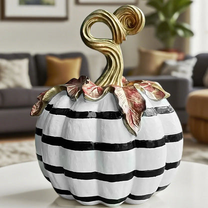 Halloween Pumpkin Decor Black and White Resin Pumpkin Fake Vegetable Tabletop Decoration for Home Holiday Party 2