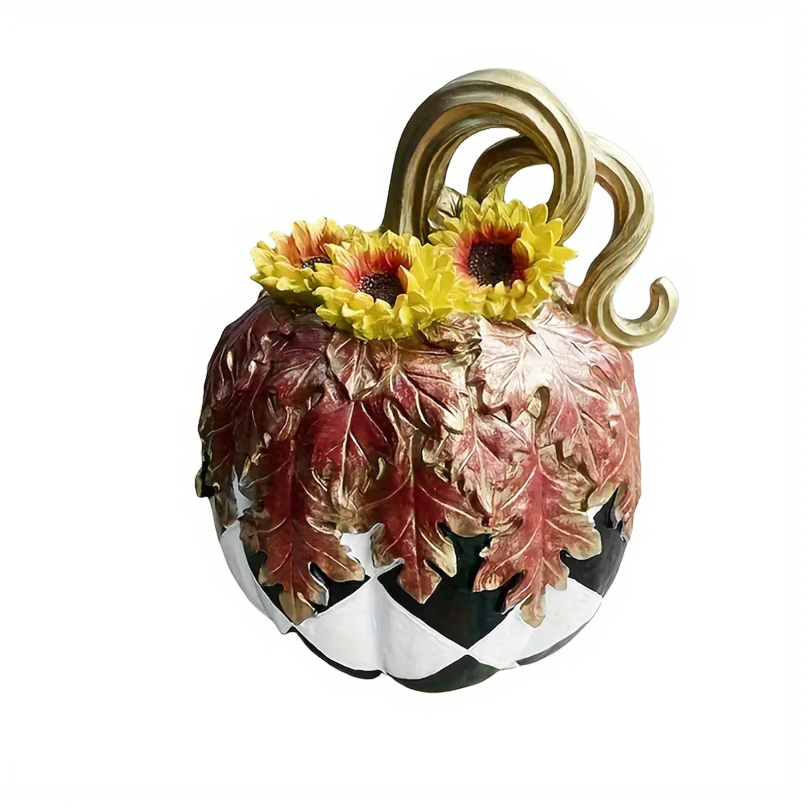 Halloween Pumpkin Decor Black and White Resin Pumpkin Fake Vegetable Tabletop Decoration for Home Holiday Party 6
