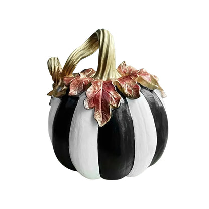 Halloween Pumpkin Decor Black and White Resin Pumpkin Fake Vegetable Tabletop Decoration for Home Holiday Party 7