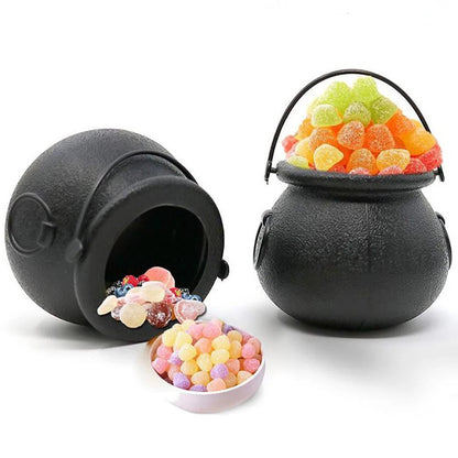 Halloween Witch Cauldron Decoration,Mini Black Plastic Witches Cauldron,Pumpkin Treat Bucket,Candy Basket,Trick Or Treat 1
