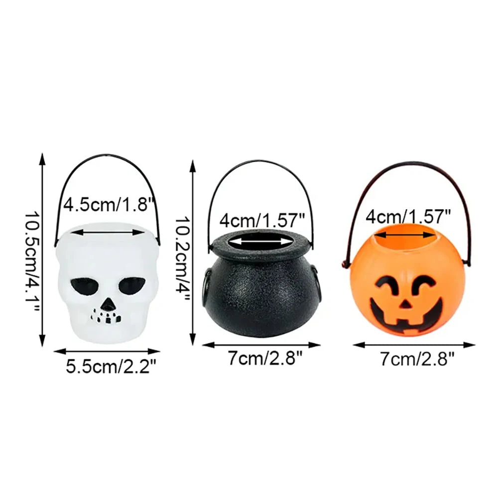 Halloween Witch Cauldron Decoration,Mini Black Plastic Witches Cauldron,Pumpkin Treat Bucket,Candy Basket,Trick Or Treat 5