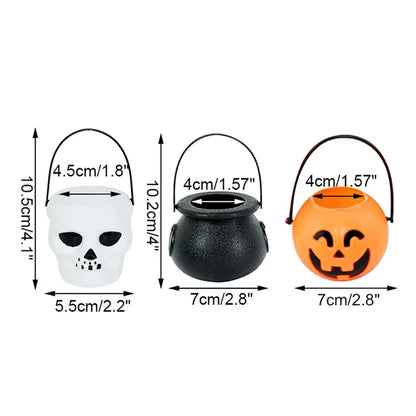 Halloween Witch Cauldron Decoration,Mini Black Plastic Witches Cauldron,Pumpkin Treat Bucket,Candy Basket,Trick Or Treat 5