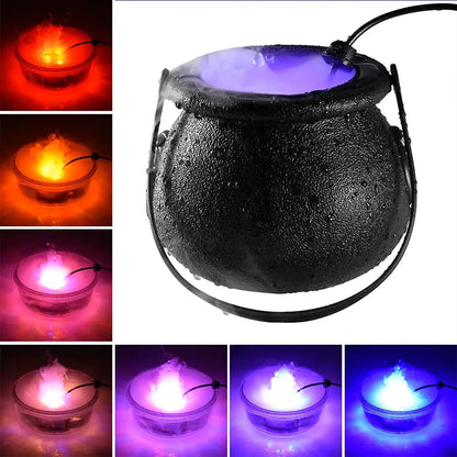 Halloween Witch Pot Mist Maker Fogger,Witch Cauldron Fog Maker with Color Changing LED Light,2023 Halloween Party Gift Decor 0