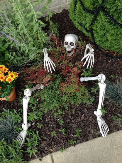 Halloween decor Skeleton Stakes Halloween Realistic Skull Skeleton Head Human Hand Arms for Halloween Party Home Garden Lawn 1