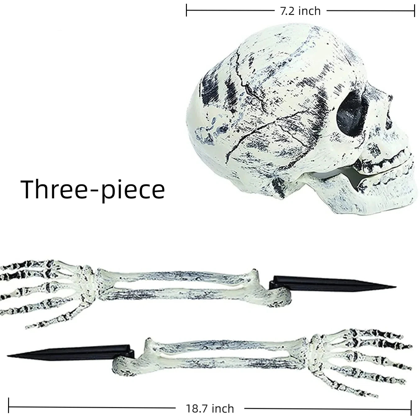 Halloween decor Skeleton Stakes Halloween Realistic Skull Skeleton Head Human Hand Arms for Halloween Party Home Garden Lawn 4