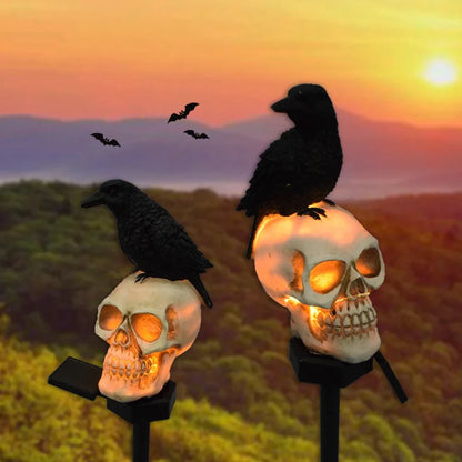 Halloween outdoor lights, waterproof solar Christmas tree pumpkin garden stake lights, Santa Claus crow skull panda decoration 0