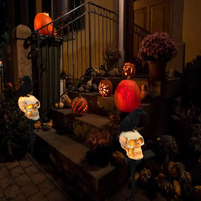 Halloween outdoor lights, waterproof solar Christmas tree pumpkin garden stake lights, Santa Claus crow skull panda decoration 2