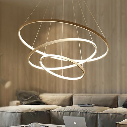 LuxRoyale Concentric Rings Chandelier Modern LED Ceiling Light