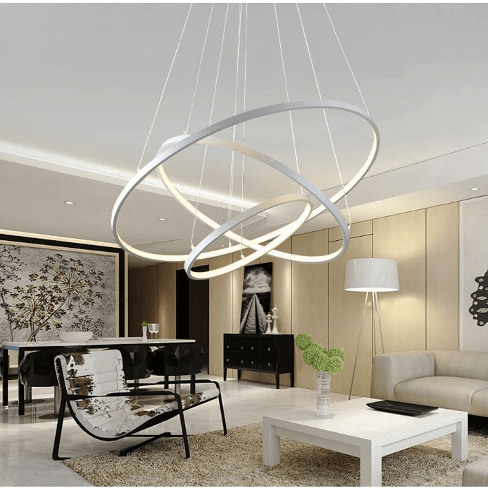 LuxRoyale Concentric Rings Chandelier Modern LED Ceiling Light