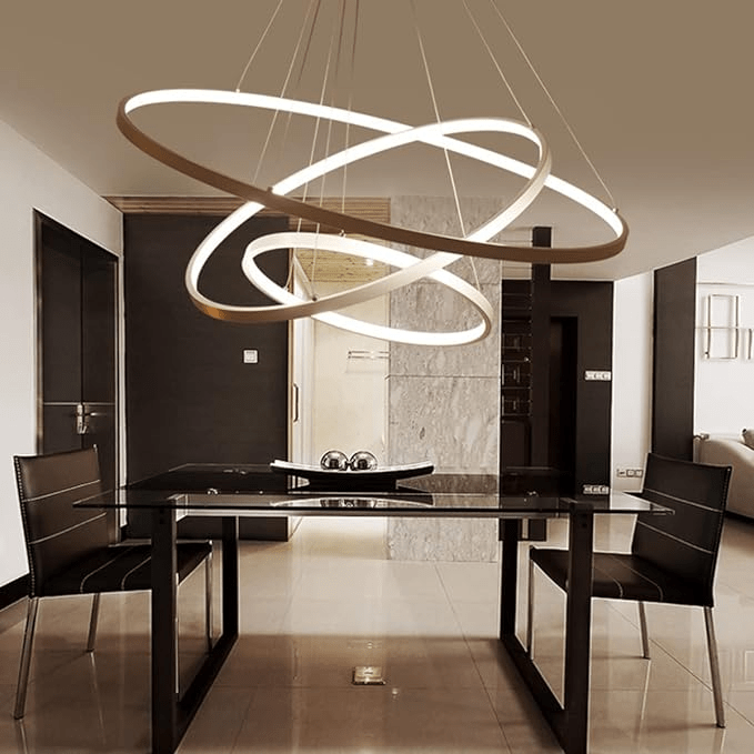LuxRoyale Concentric Rings Chandelier Modern LED Ceiling Light