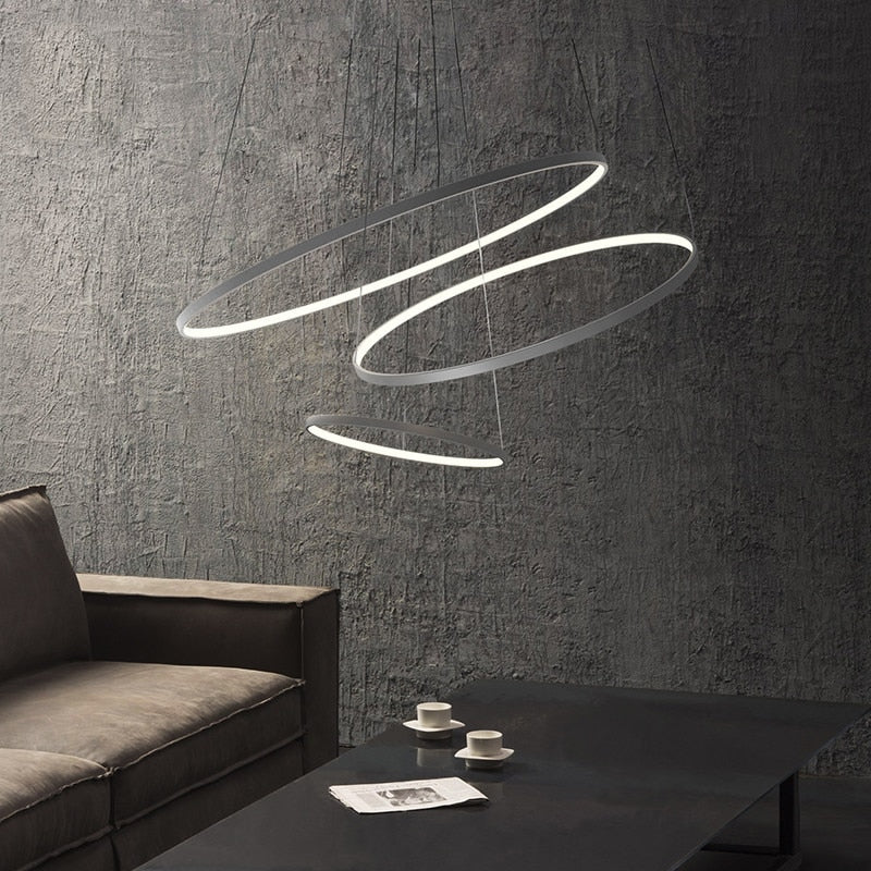 LuxRoyale Concentric Rings Chandelier Modern LED Ceiling Light