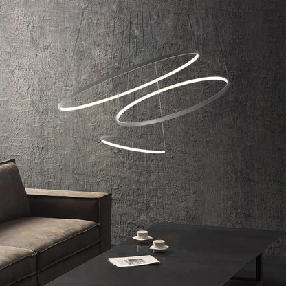 LuxRoyale Concentric Rings Chandelier Modern LED Ceiling Light