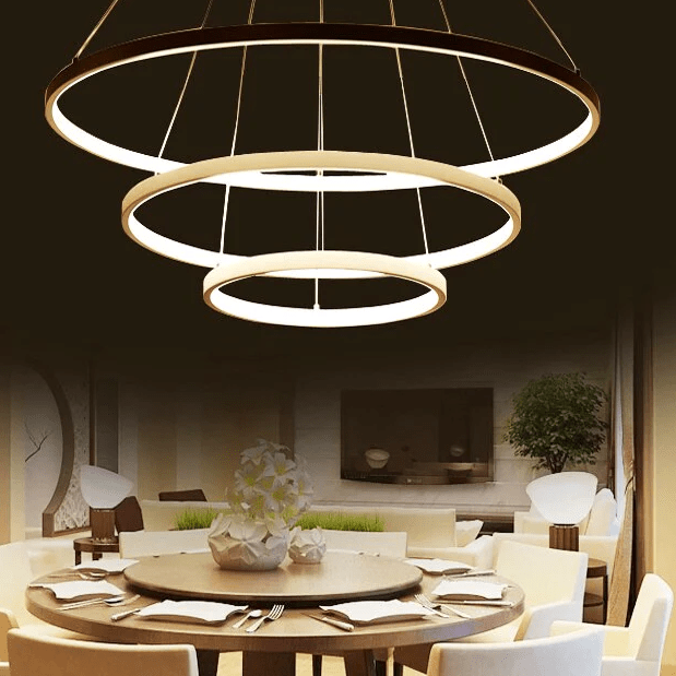 LuxRoyale Concentric Rings Chandelier Modern LED Ceiling Light