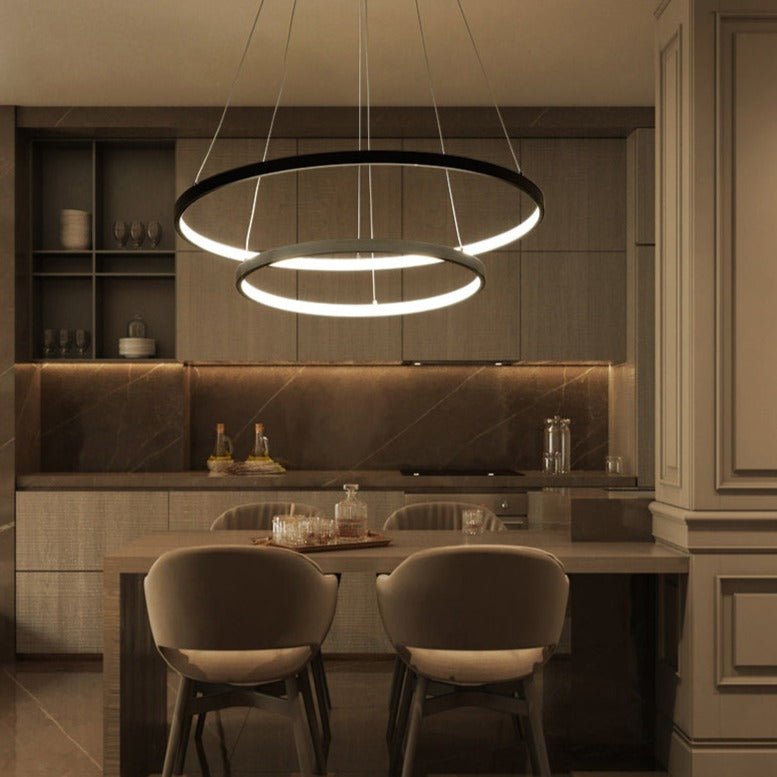LuxRoyale Concentric Rings Chandelier Modern LED Ceiling Light