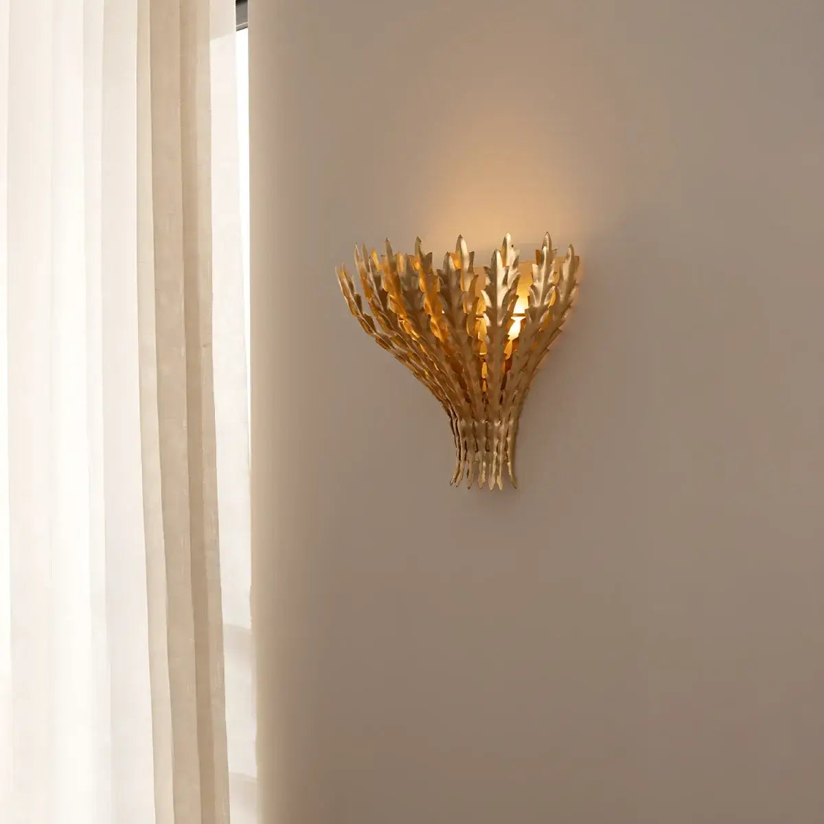 RoyaleGlow Gold Leaf Wall Sconce - Modern Decorative Metal Light Fixture - Royale Basic