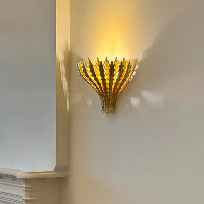 RoyaleGlow Gold Leaf Wall Sconce - Modern Decorative Metal Light Fixture - Royale Basic
