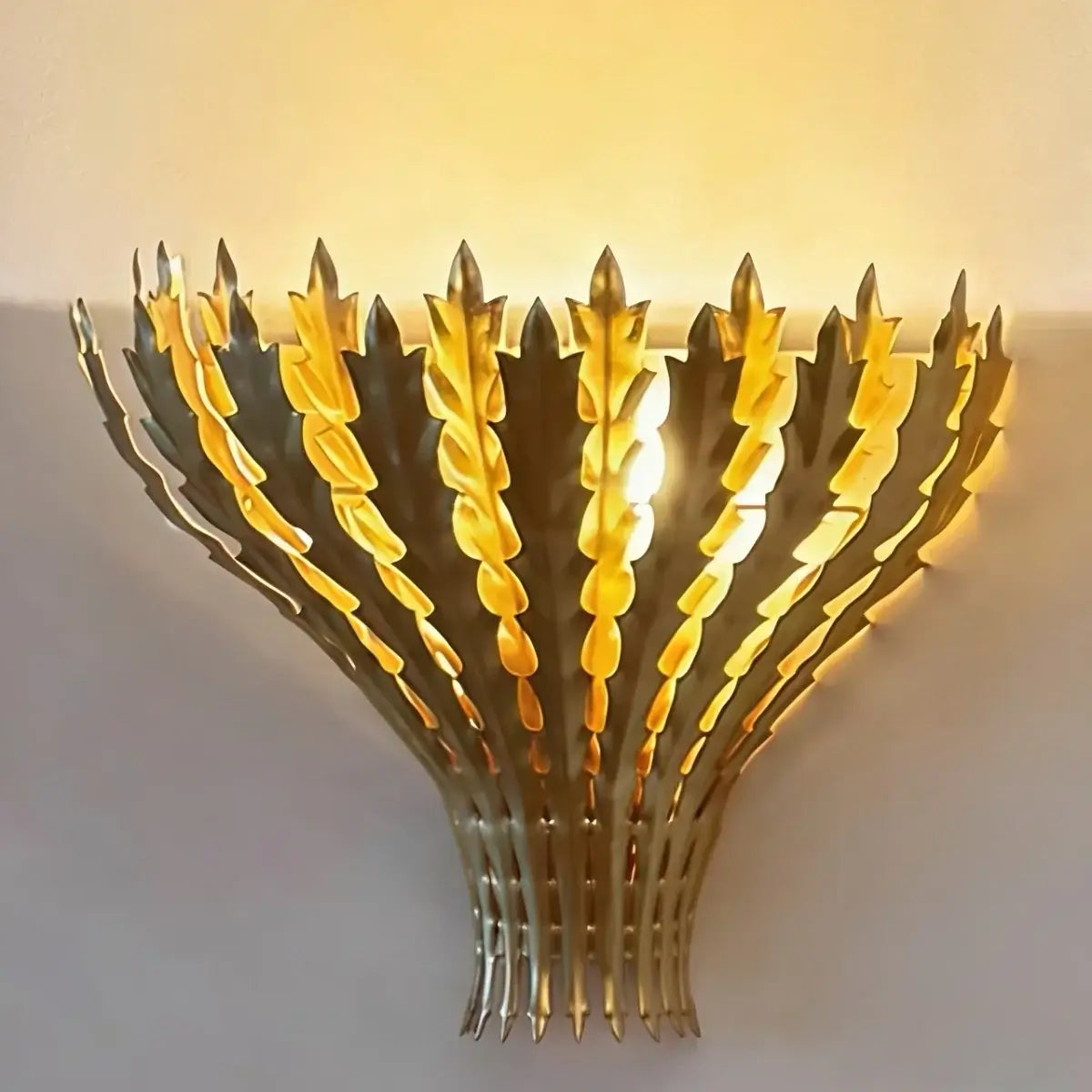 RoyaleGlow Gold Leaf Wall Sconce - Modern Decorative Metal Light Fixture - Royale Basic