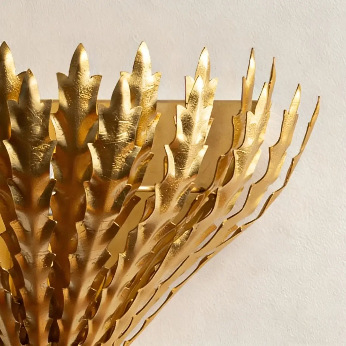 RoyaleGlow Gold Leaf Wall Sconce - Modern Decorative Metal Light Fixture - Royale Basic
