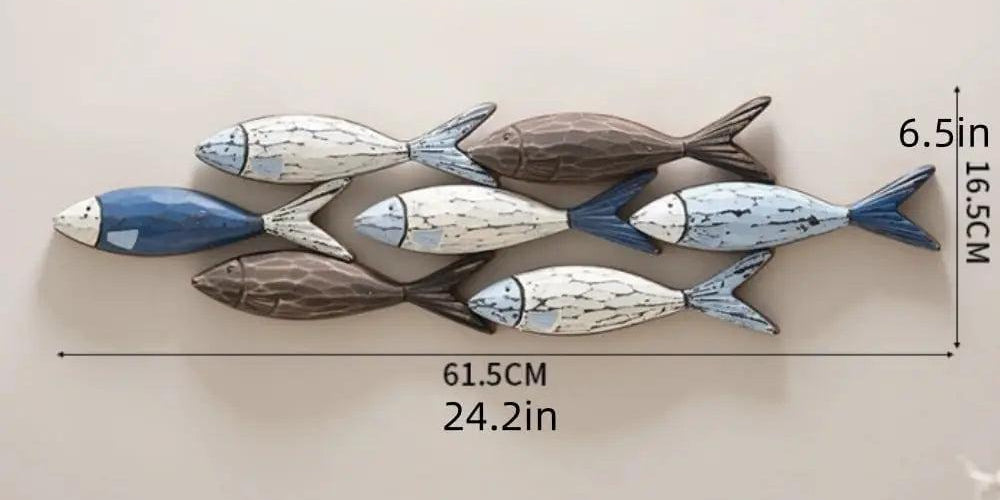 Royelux Coastal Wooden Fish Wall Art Decor, 24.2in Hand-Painted Rustic Ocean Scene-Royale Basic