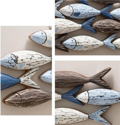 Royelux Coastal Wooden Fish Wall Art Decor, 24.2in Hand-Painted Rustic Ocean Scene-Royale Basic