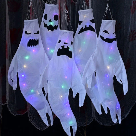 Hanging Ghost Halloween LED Luminous Ghost Children's Gift Scary Party Props Home Outdoor Courtyard Bar Hanging Decorations 0
