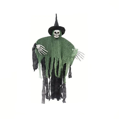 Hanging Skeleton Ghosts,Scary Flying Ghost with Wizard Hat for Haunted House Decor, Patio Porch Skull Prop 6
