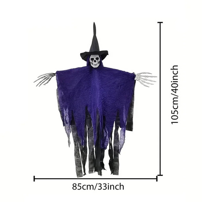 Royallure Hanging Skeleton Ghost with Wizard Hat Haunted House Porch Decoration