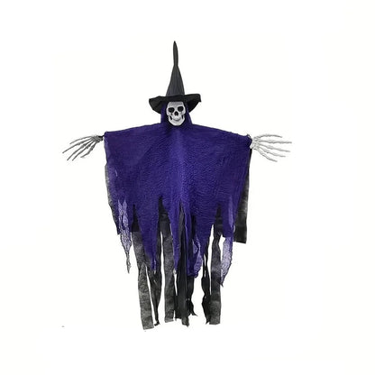 Hanging Skeleton Ghosts,Scary Flying Ghost with Wizard Hat for Haunted House Decor, Patio Porch Skull Prop 7