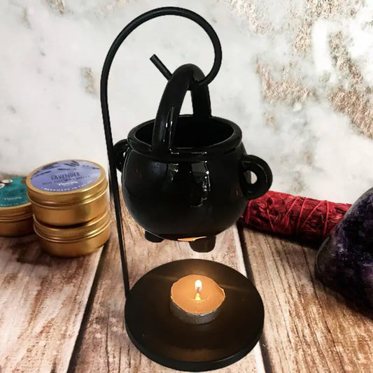 Hanging Witch Cauldron Oil Burner Witch Caldron Pot Candle Holder Smudging Incense Burning Essential Oil Diffuser for Home Decor 0