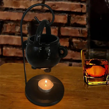 Hanging Witch Cauldron Oil Burner Witch Caldron Pot Candle Holder Smudging Incense Burning Essential Oil Diffuser for Home Decor 2