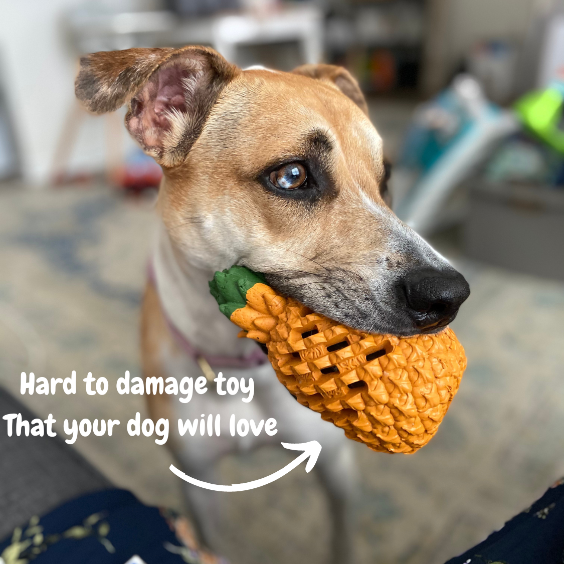 Pawellure Indestructible Pineapple Dog Chew Toy – Durable Treat Dispenser for Aggressive Chewers