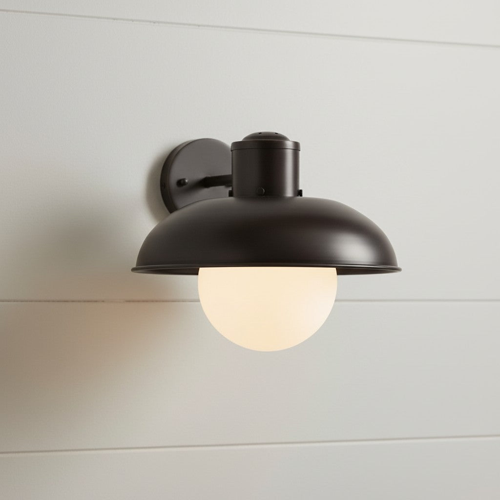 Harlan Industrial Milk Glass Wall Sconce 1