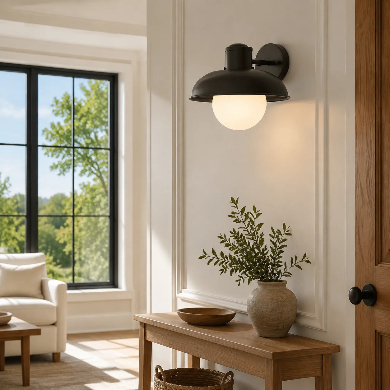 Harlan Industrial Milk Glass Wall Sconce 8