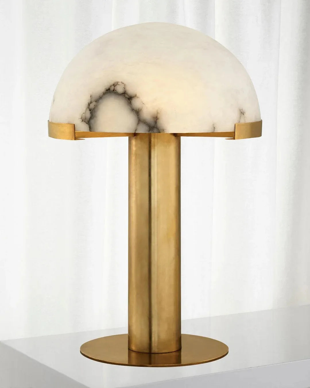 RoyaleGlow Dimmable Alabaster & Metal LED Table Lamp for Bedroom & Living Room