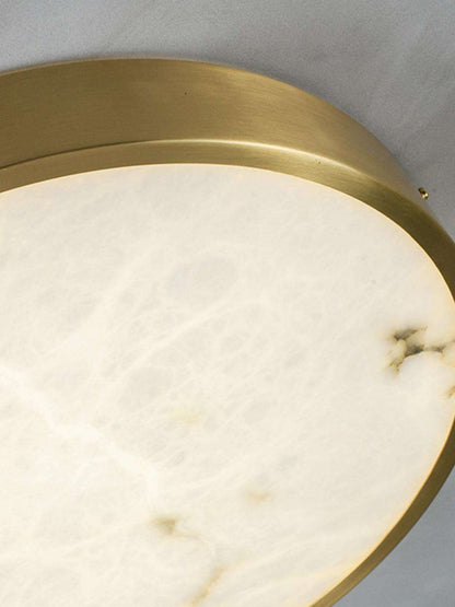 RoyaleGlow Alabaster Round Flush Mount Ceiling Light - Natural Stone Luxury Light
