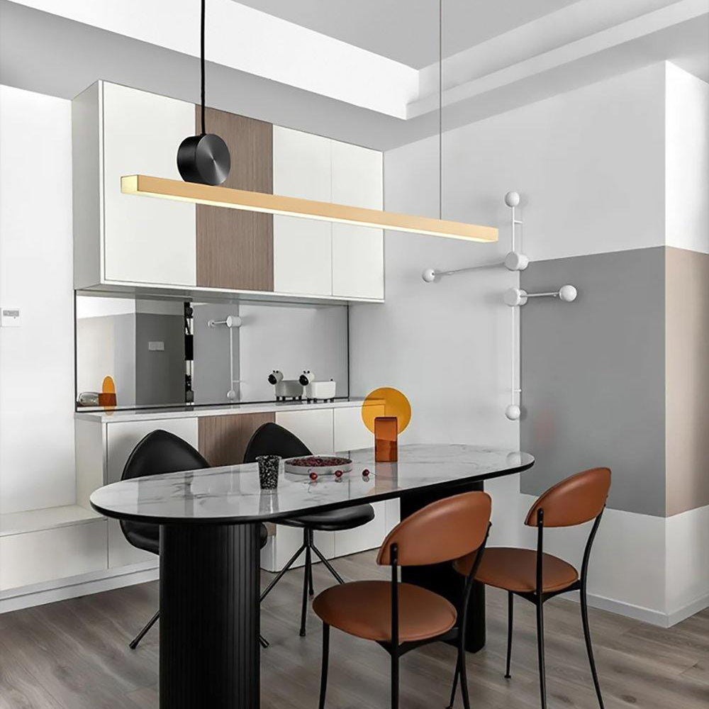 LuxRoyale Modern Linear Pendant Light Bar with Black Orb Accent