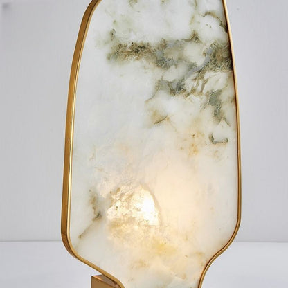 LuxRoyale Modern Alabaster Accent Lamp with Brass Base - Natural Stone Table Lamp
