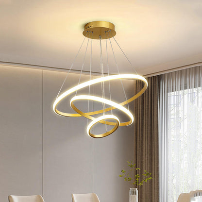 Royelux Modern Led Ring Chandelier - Adjustable Hanging Light Fixture For Living Room