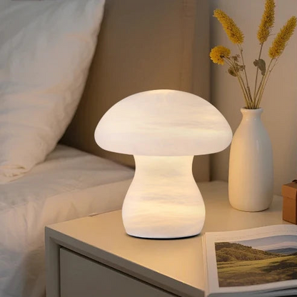 RoyaleGlow Rechargeable Alabaster Mushroom Lamp - Cordless & Dimmable LED Table Light