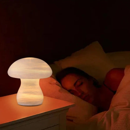 RoyaleGlow Rechargeable Alabaster Mushroom Lamp - Cordless & Dimmable LED Table Light