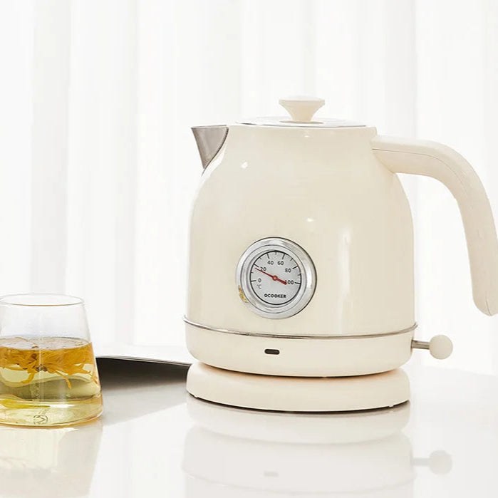 Royallure 58 oz Retro Stainless Steel Electric Kettle – 1500 W Fast-Boil, Temperature Display, Auto Shut-Off