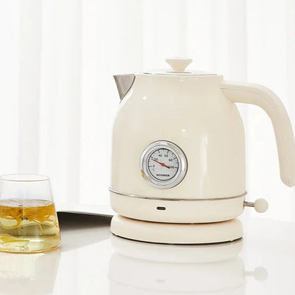 Royallure 58 oz Retro Stainless Steel Electric Kettle – 1500 W Fast-Boil, Temperature Display, Auto Shut-Off