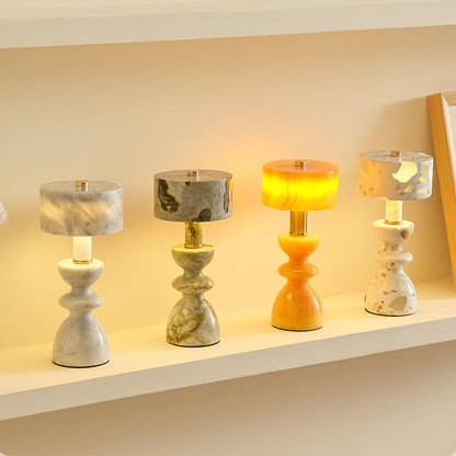 RoyaleGlow Minimalist Marble LED Table Lamp with USB Charging Port