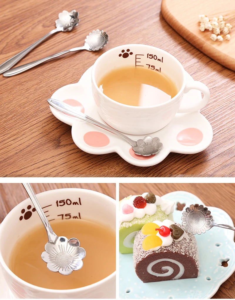 Royallure 8-Piece Flower Teaspoon Set – Stainless Steel Coffee Spoons