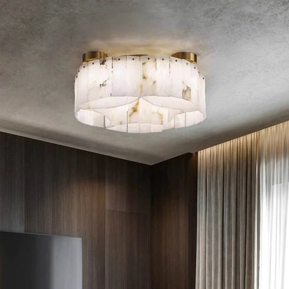 RoyaleGlow Modern Alabaster Flush Mount Ceiling Light for Living Room & Hotel